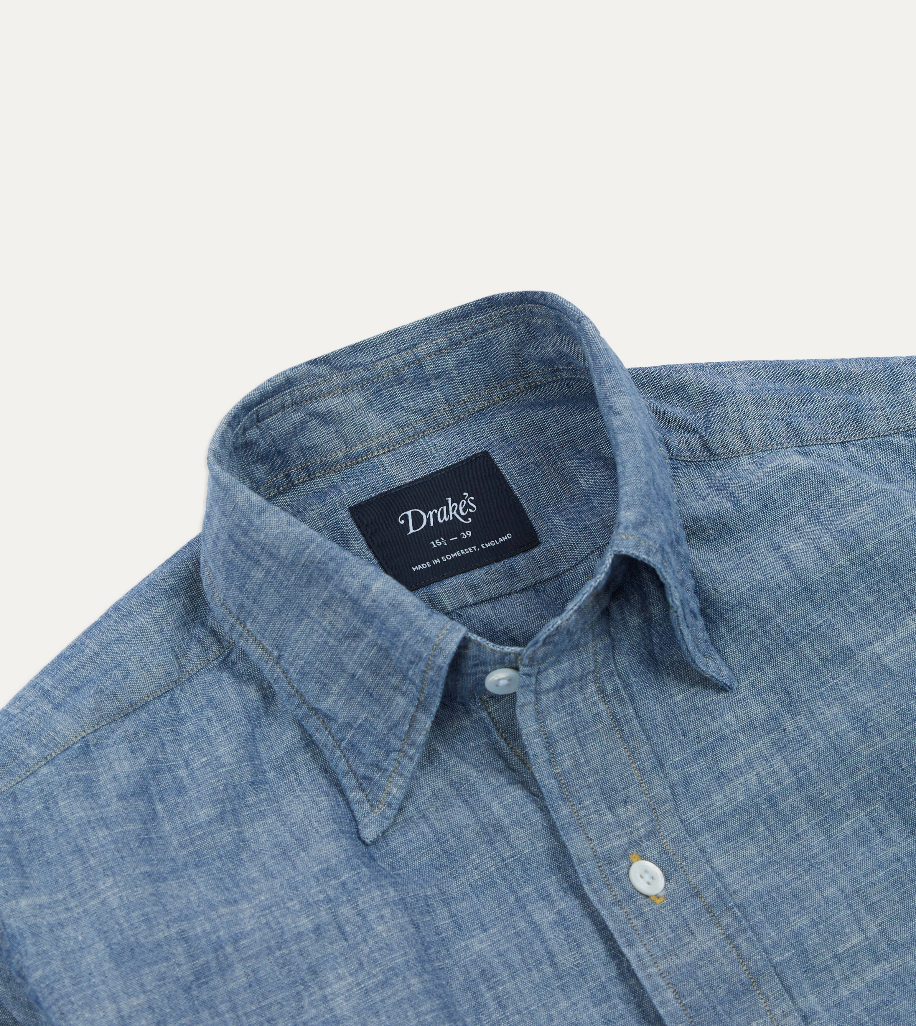 Black Tie Optional Two Tone Stitching Blue Chambray Long Point Collar Shirt