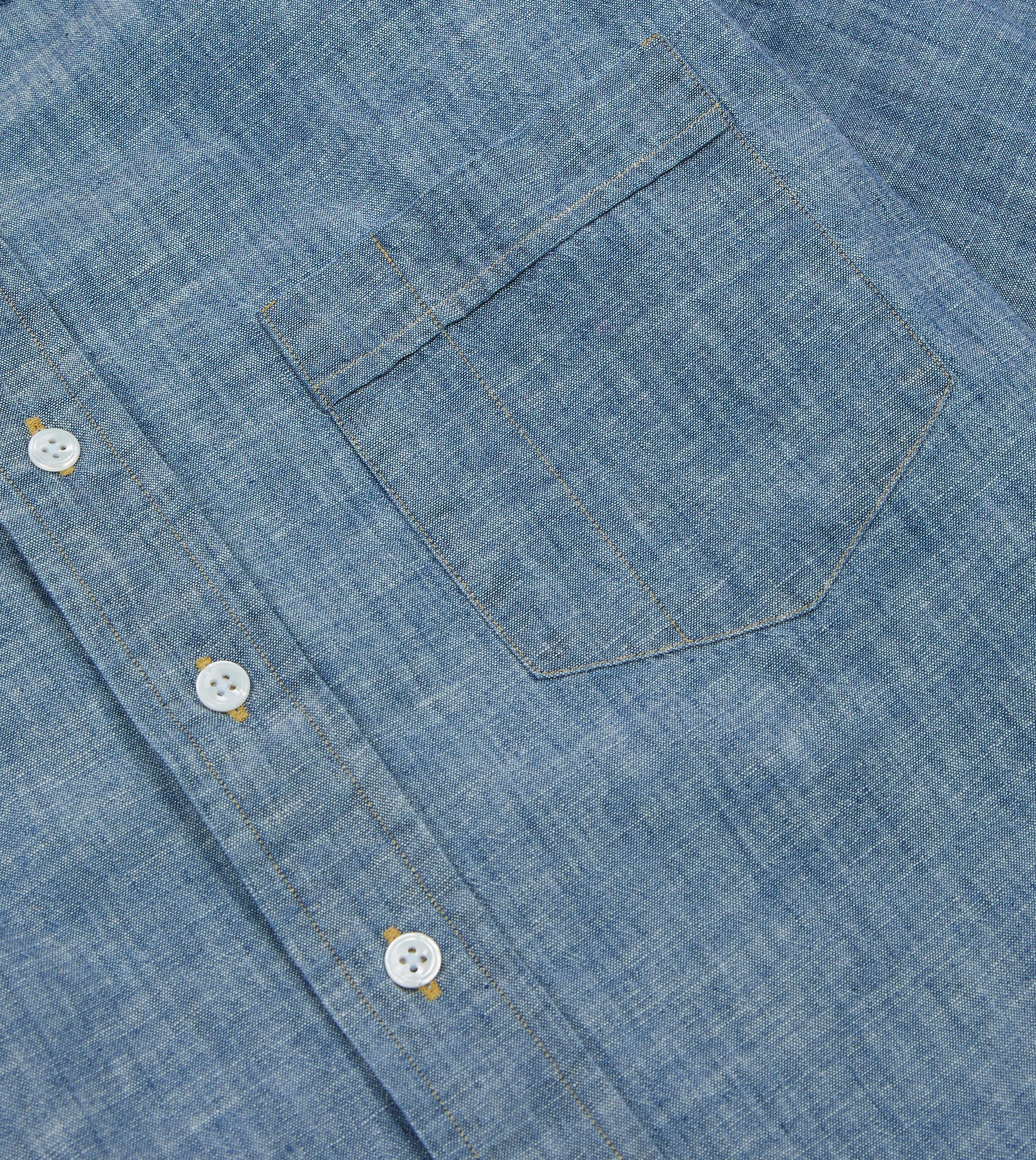 Easy Care Blue Chambray Long Point Collar Shirt