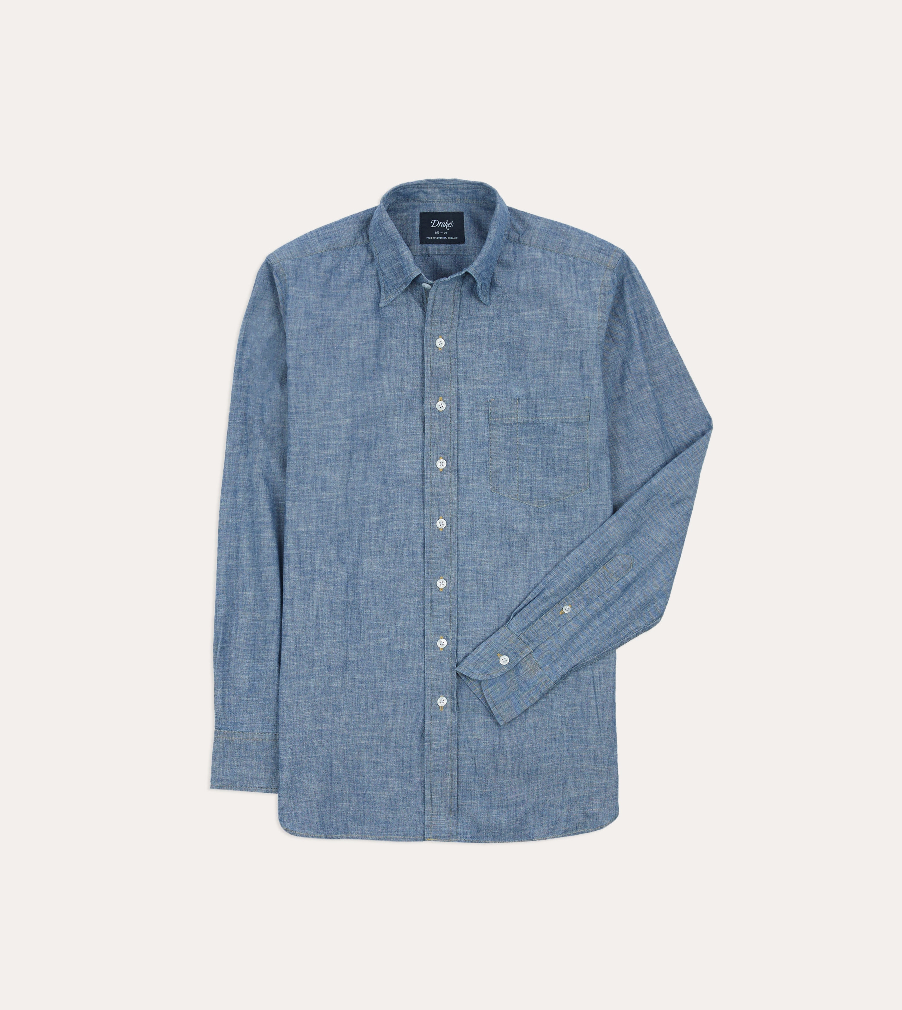 Bold Pattern Blue Chambray Long Point Collar Shirt
