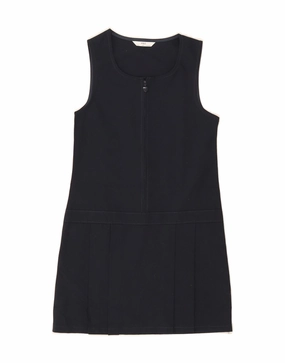 MARKS & SPENCER Girls Sleeveless Sheath Dress 8-9 Years Navy Blue Chic Silhouette Professional Look