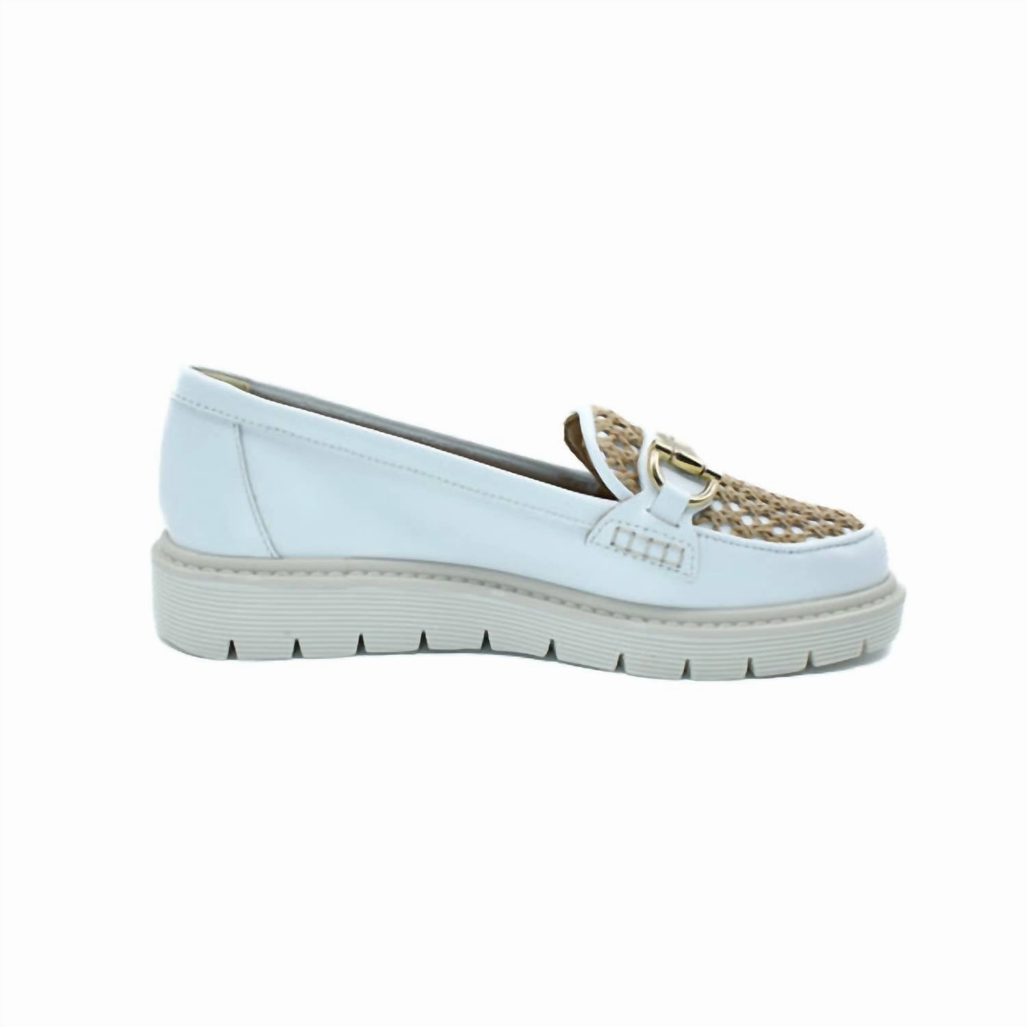Maila Loafer In White/cuoio Genuine Leather Pure Flow