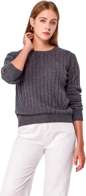 Simple&Opulence Women's Long Sleeve Cashmere Sweaters Cable Knit Crewneck Pullover Sweaters Tops Breathable and Comfortable