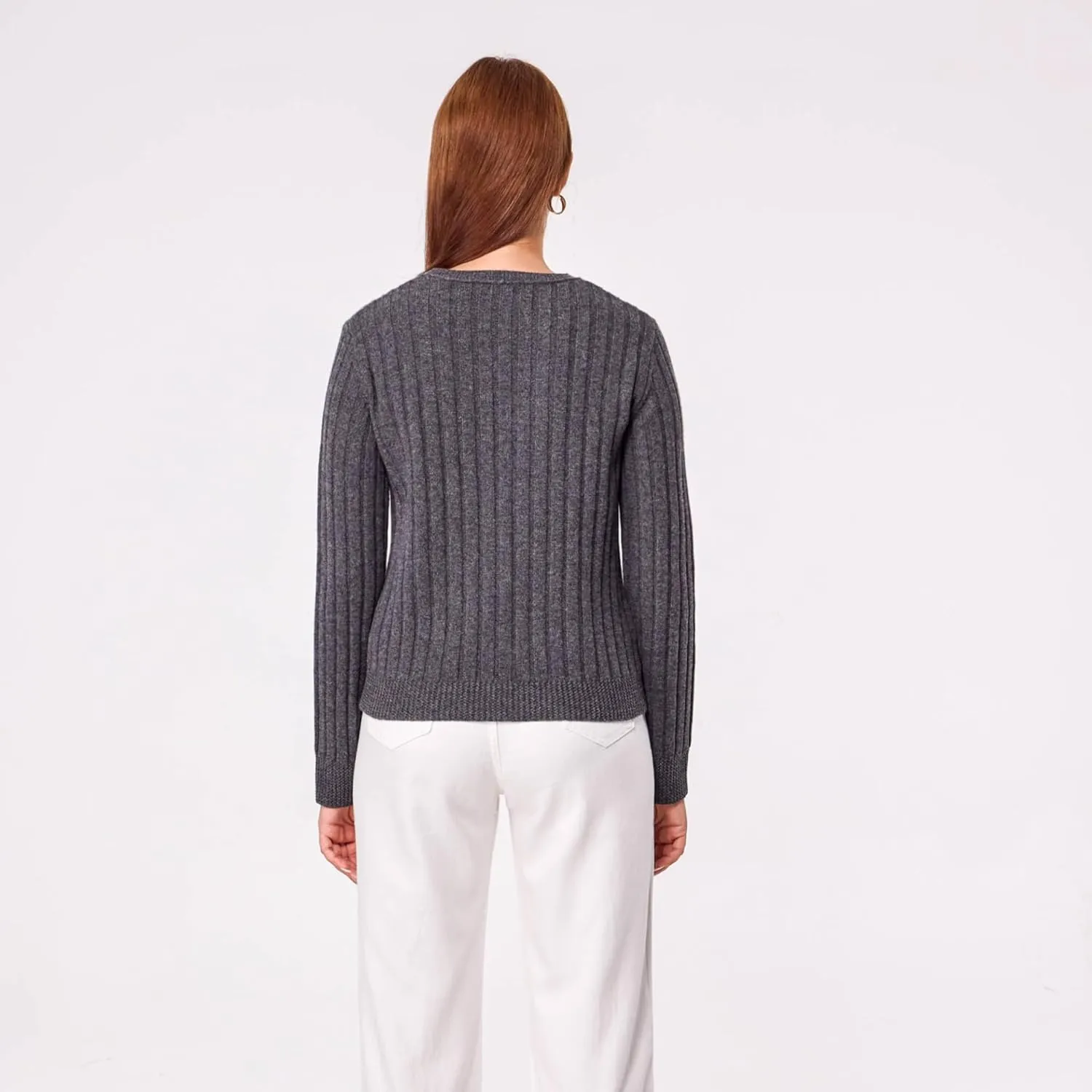 Simple&Opulence Women's Long Sleeve Cashmere Sweaters Cable Knit Crewneck Pullover Sweaters Tops Breathable and Comfortable