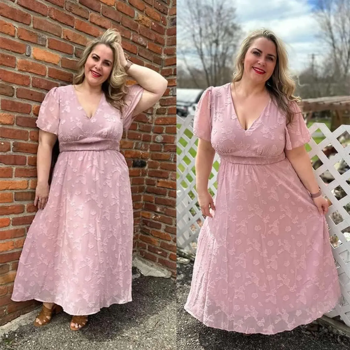 Simplee Women's Boho Floral Maxi Dress Flowy Casual V Neck Short Sleeve Wedding Guest Holiday Beach Long Dress