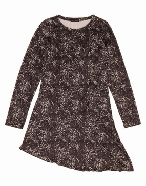 Contemporary Vibe SISLEY Girls Long Sleeve Asymmetrical Dress 11-12 Years 2XL Grey Floral