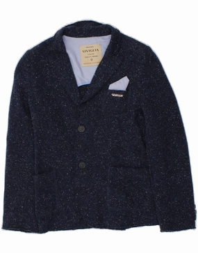 All Purpose Outerwear Stand Collar SIVIGLIA Boys 2 Button Blazer Jacket 7-8 Years Small Navy Blue Flecked