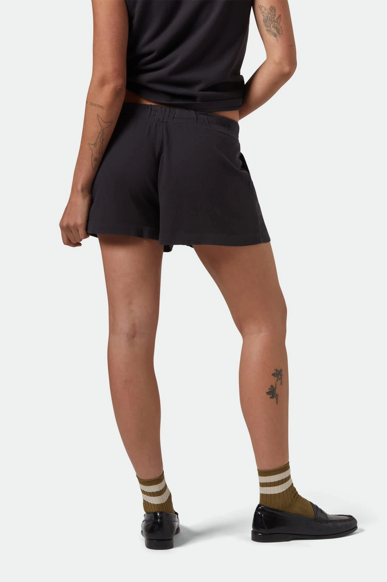 Business casual Breathable Side Vents Carefree Organic Garment Dyed Lounge Short - Black