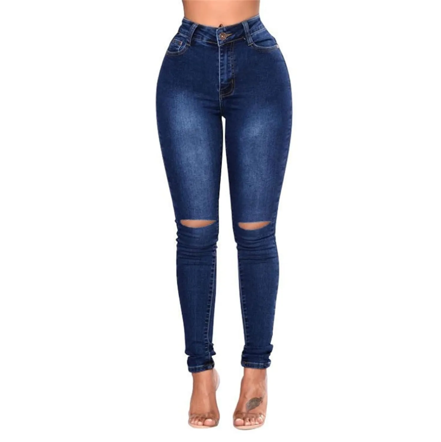 Skinny Jeans for Women High Waisted Stretch Butt Lifting Pencil Jeans Junior Classic Slim Fit Denim Pants (X-Large,Navy Blue B)