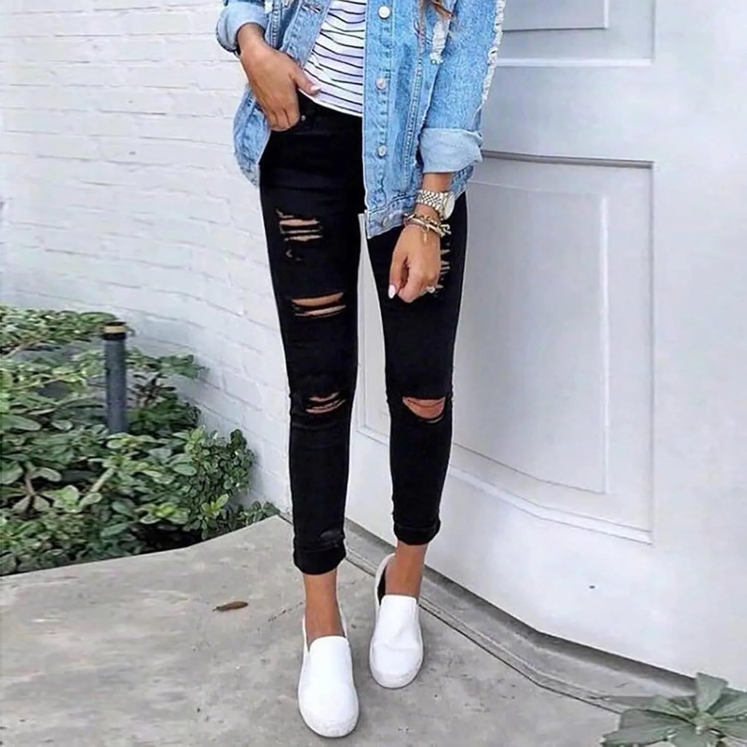 Skinny Jeans for Women Slim Fit Jeans Mid Rise Jeans Baggy Jeans Stretch Jeggings Tummy Control Trousers Y2K Denim Jeans