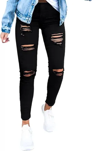 Skinny Jeans for Women Slim Fit Jeans Mid Rise Jeans Baggy Jeans Stretch Jeggings Tummy Control Trousers Y2K Denim Jeans