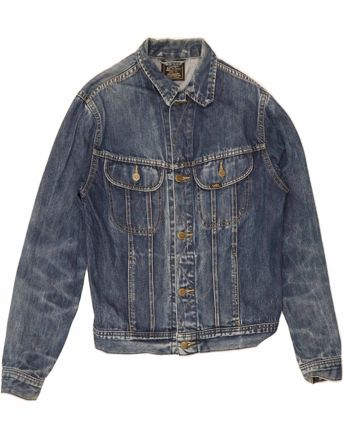 LEE Boys Denim Jacket 15-16 Years XL Blue Cotton Spectacles Flexible Elbow Panels