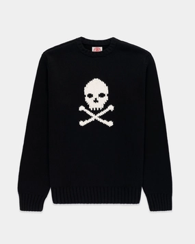 Effortless Knit Luxe Touch Skull & Bones Intarsia Knit Cotton Sweater