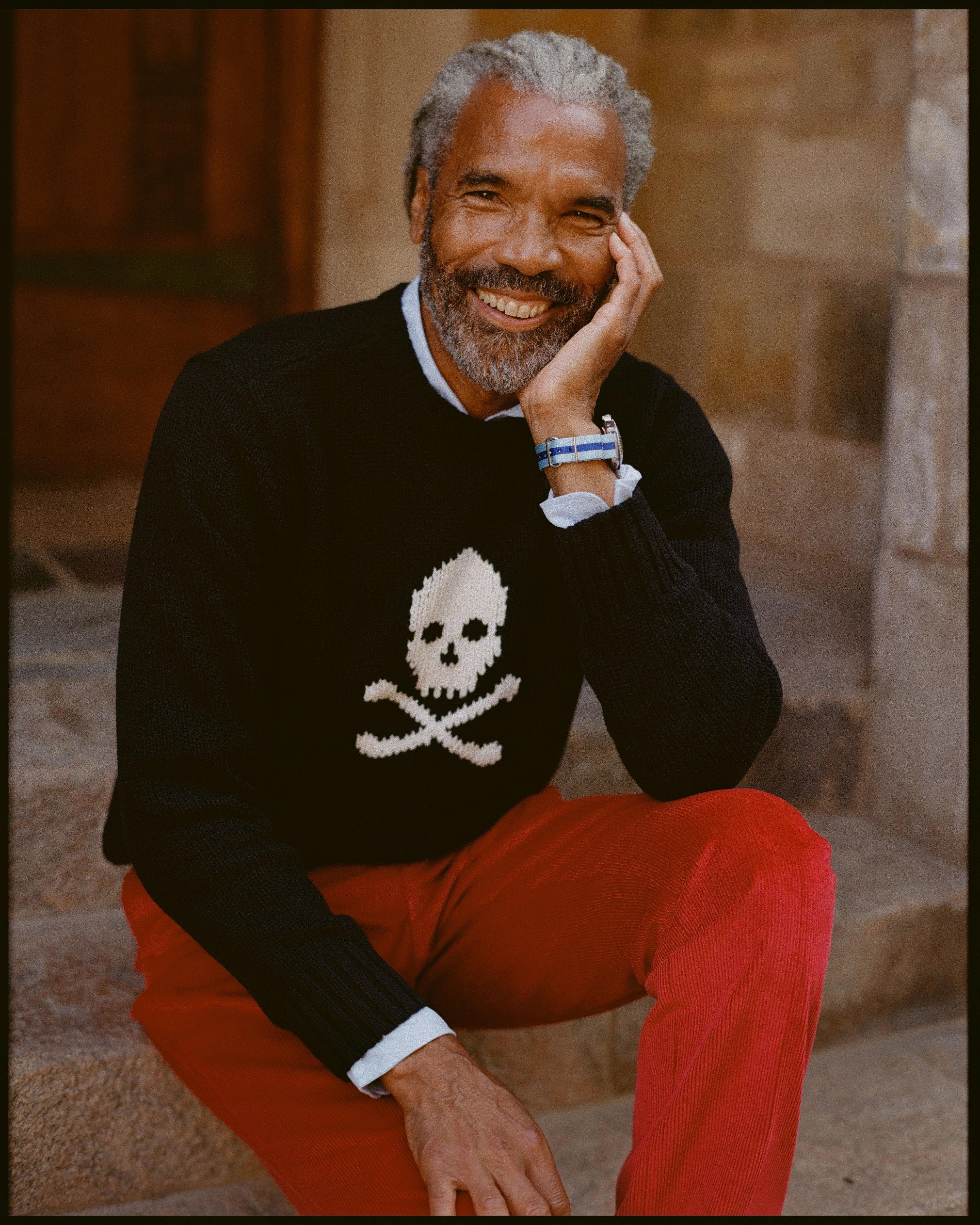 Skull & Bones Intarsia Knit Cotton Sweater Comfy Layers