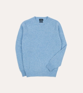 Colorfast Technology Layer Trend Sky Blue Brushed Shetland Crew Neck Jumper