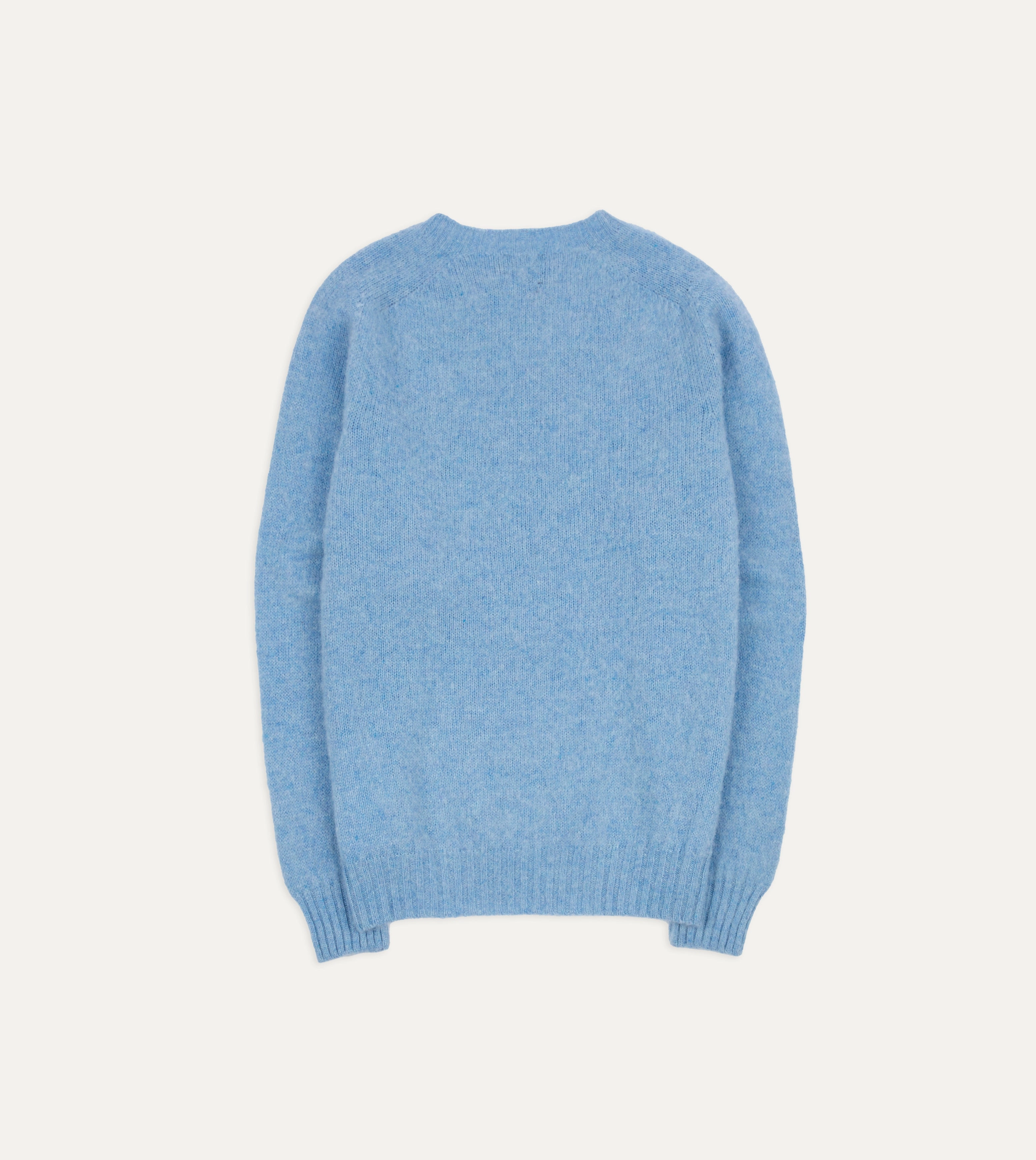 Sky Blue Brushed Shetland Crew Neck Jumper early morning Zero Waste Knitting