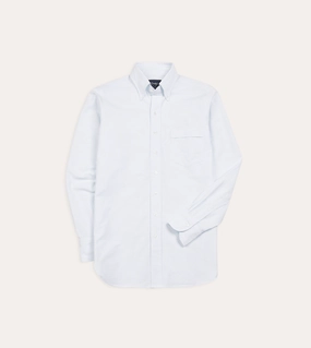 Sky Ticking Stripe Cotton Oxford Cloth Button-Down Shirt Cozy Feel