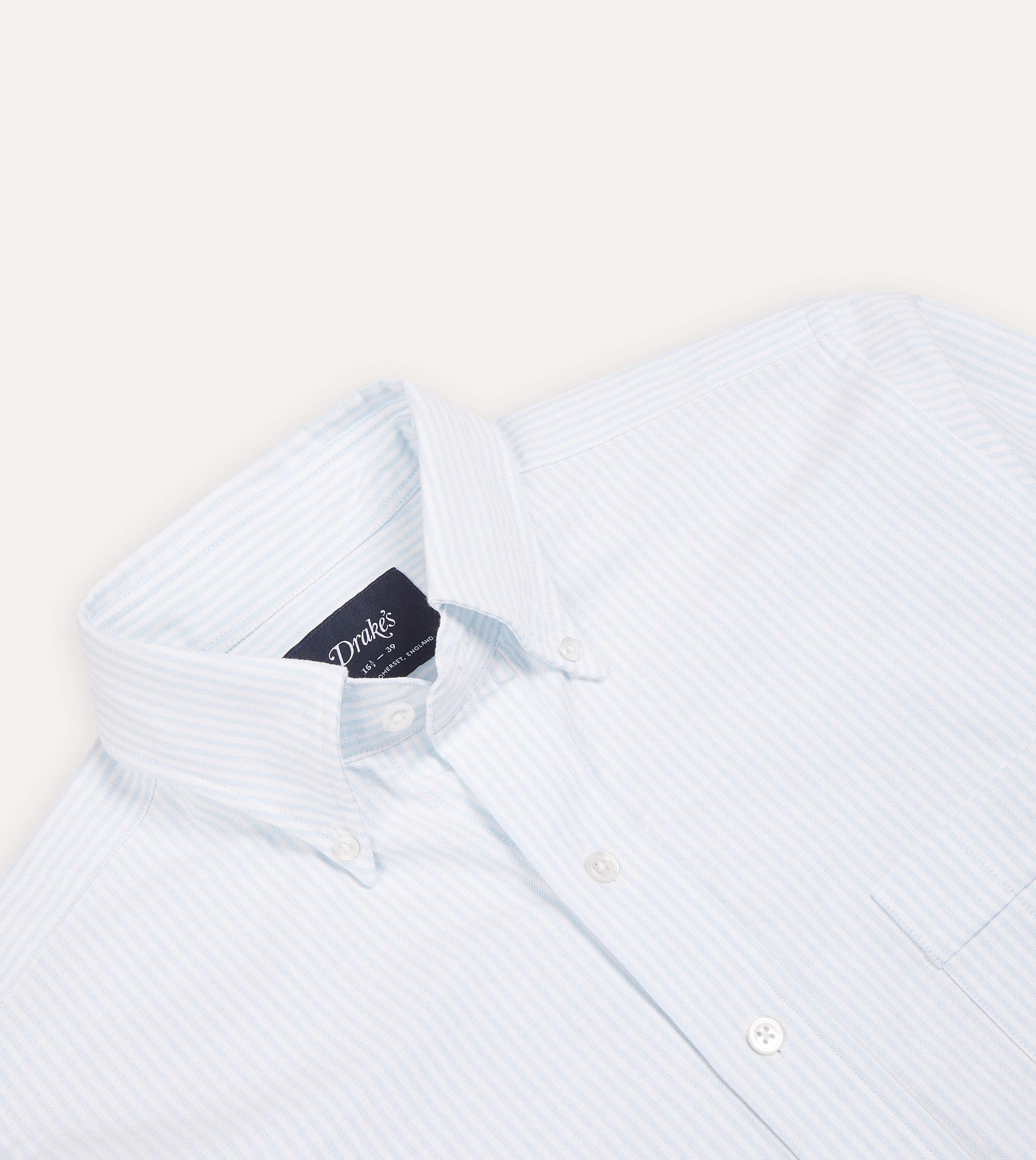 Tagless label Warm Layers Sky Ticking Stripe Cotton Oxford Cloth Button-Down Shirt