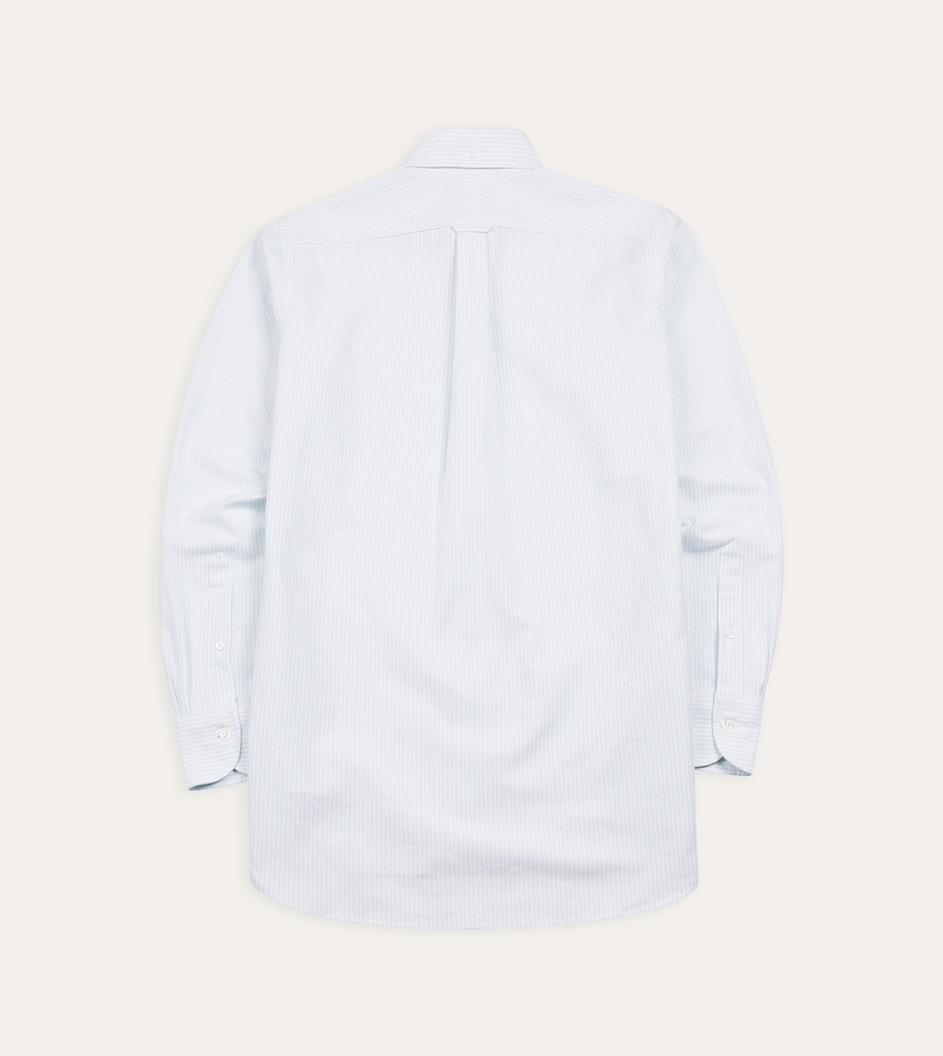 Sky Ticking Stripe Cotton Oxford Cloth Button-Down Shirt Odor Control Fabric UV Protective Fabric