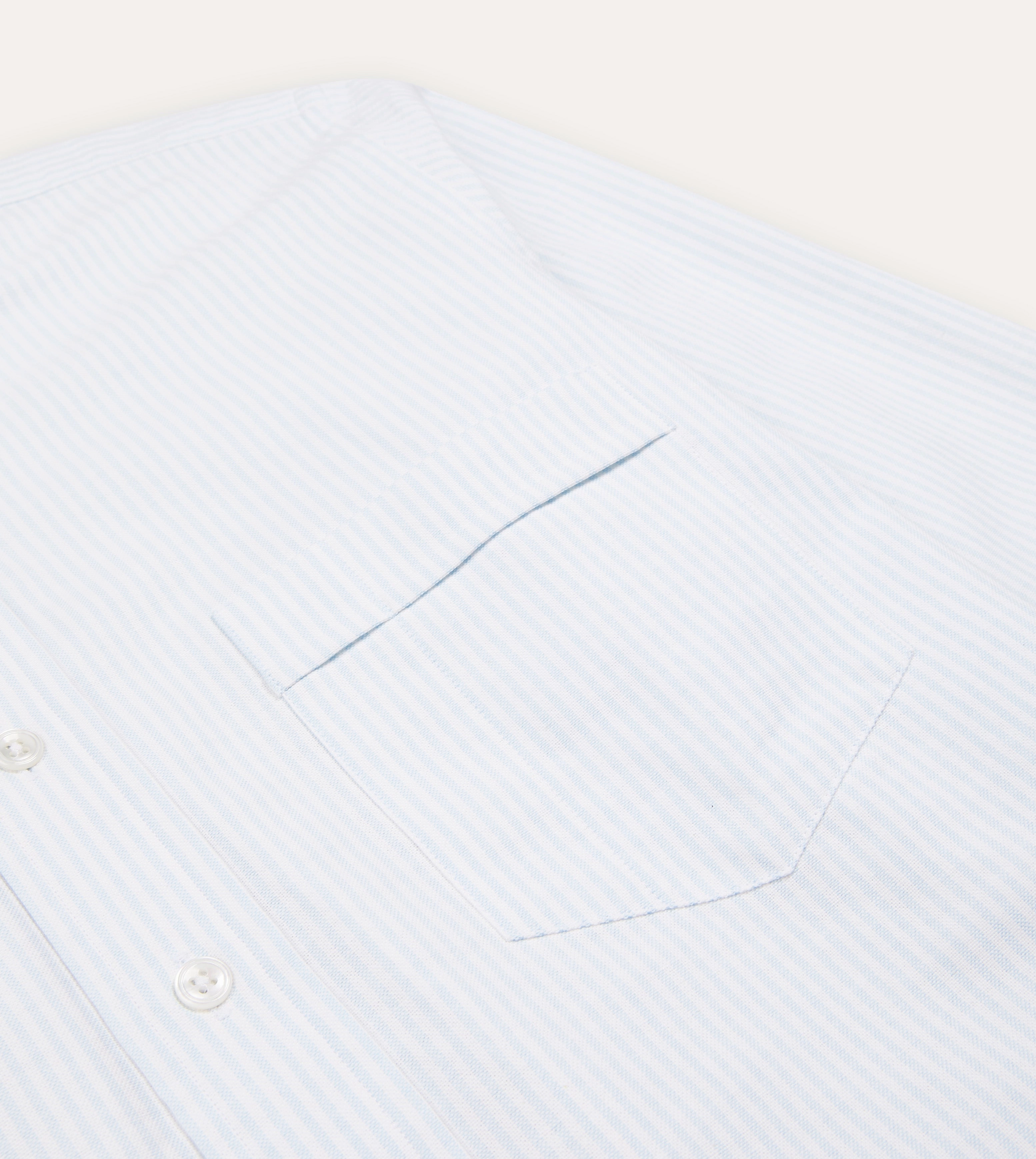 Patterned Design Hiking Gear Sky Ticking Stripe Cotton Oxford Cloth Button-Down Shirt