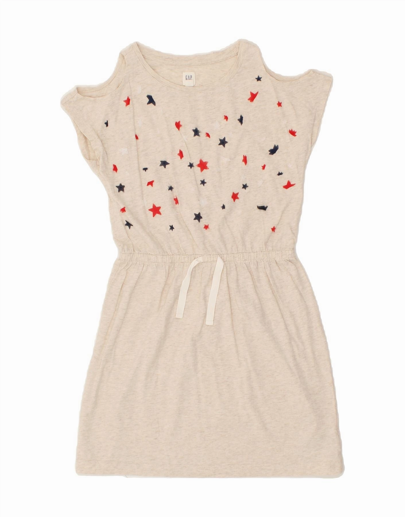 Flexible Fit Gender Free GAP Girls Batwing A-Line Dress 11-12 Years XL Beige Spotted Cotton