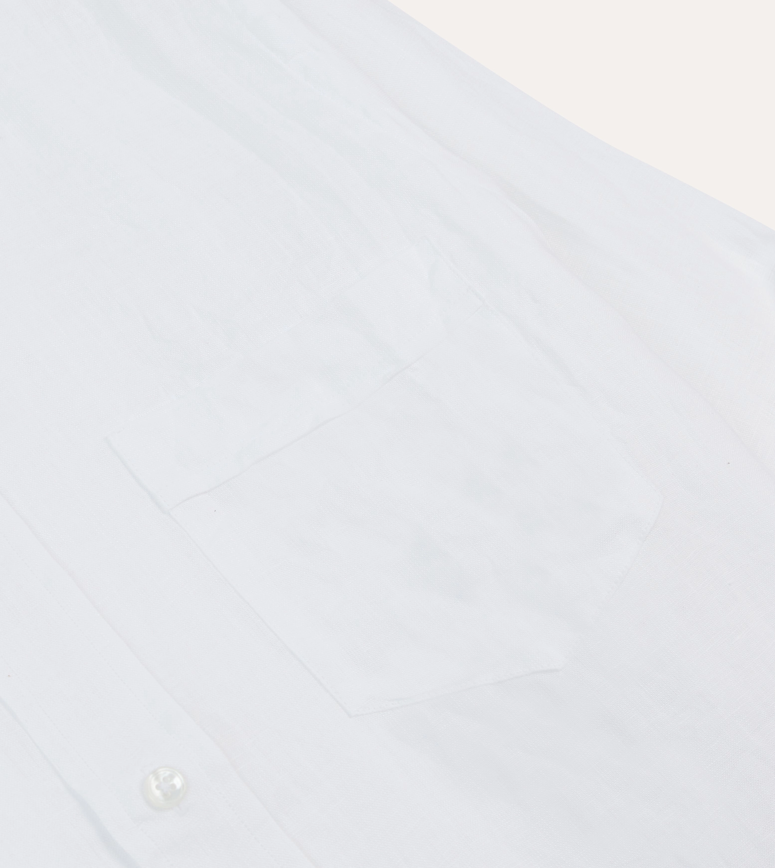Soft Stretch Collar BBQ Party White Linen Spread Collar Shirt