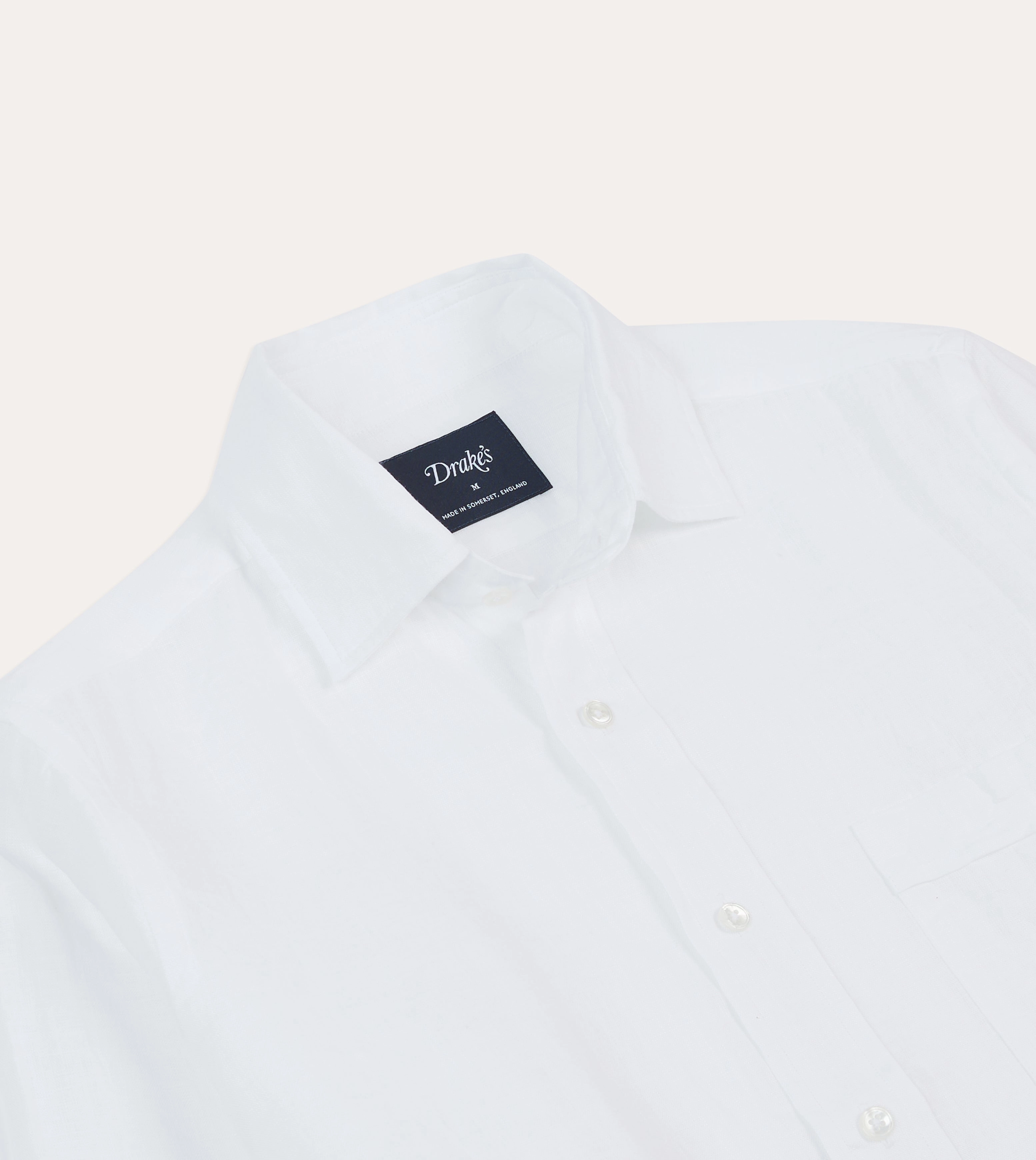 Modern Style Fitted Silhouette White Linen Spread Collar Shirt
