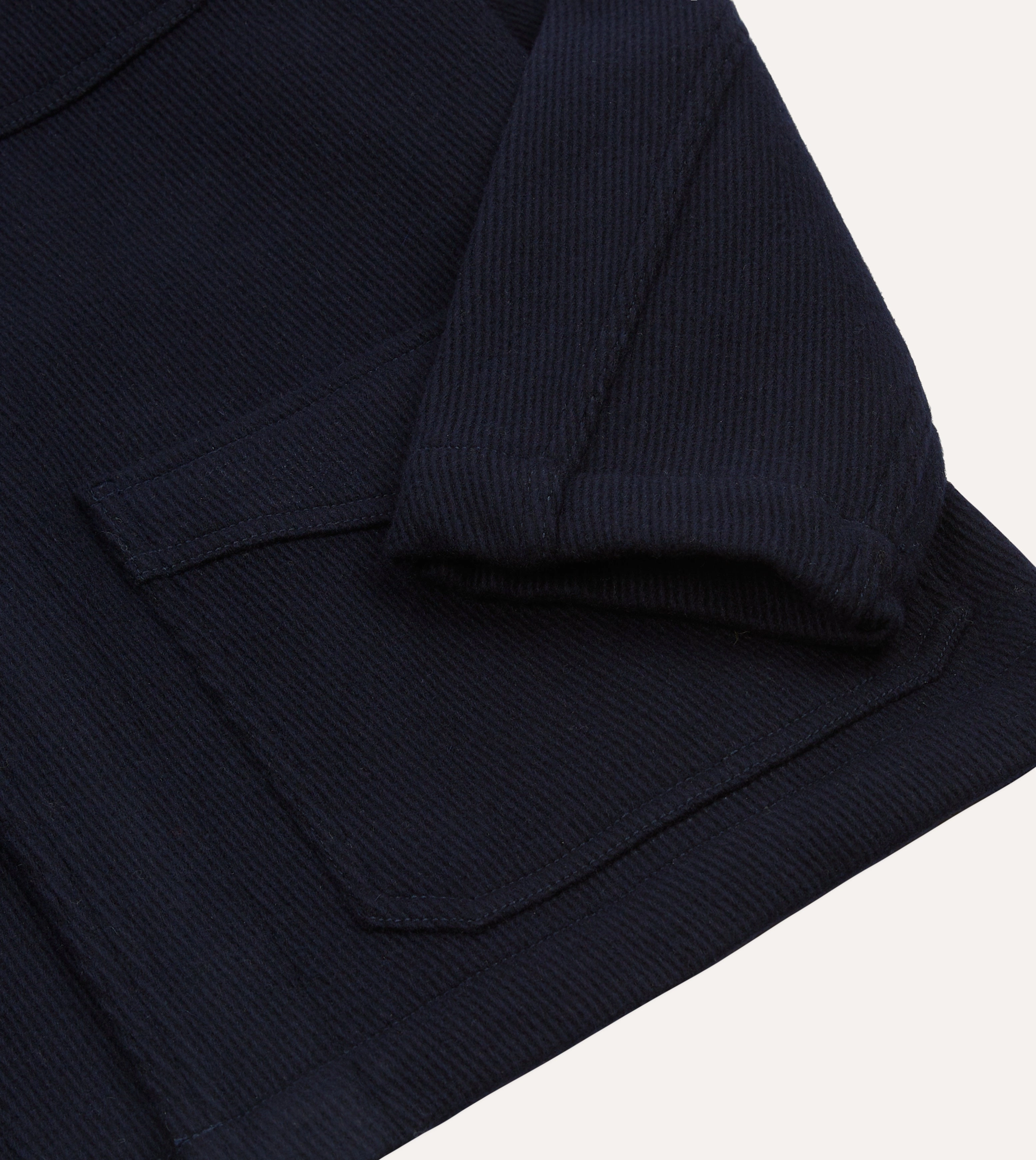 Navy Wool Five-Pocket Chore Jacket Streetwear Style Romance