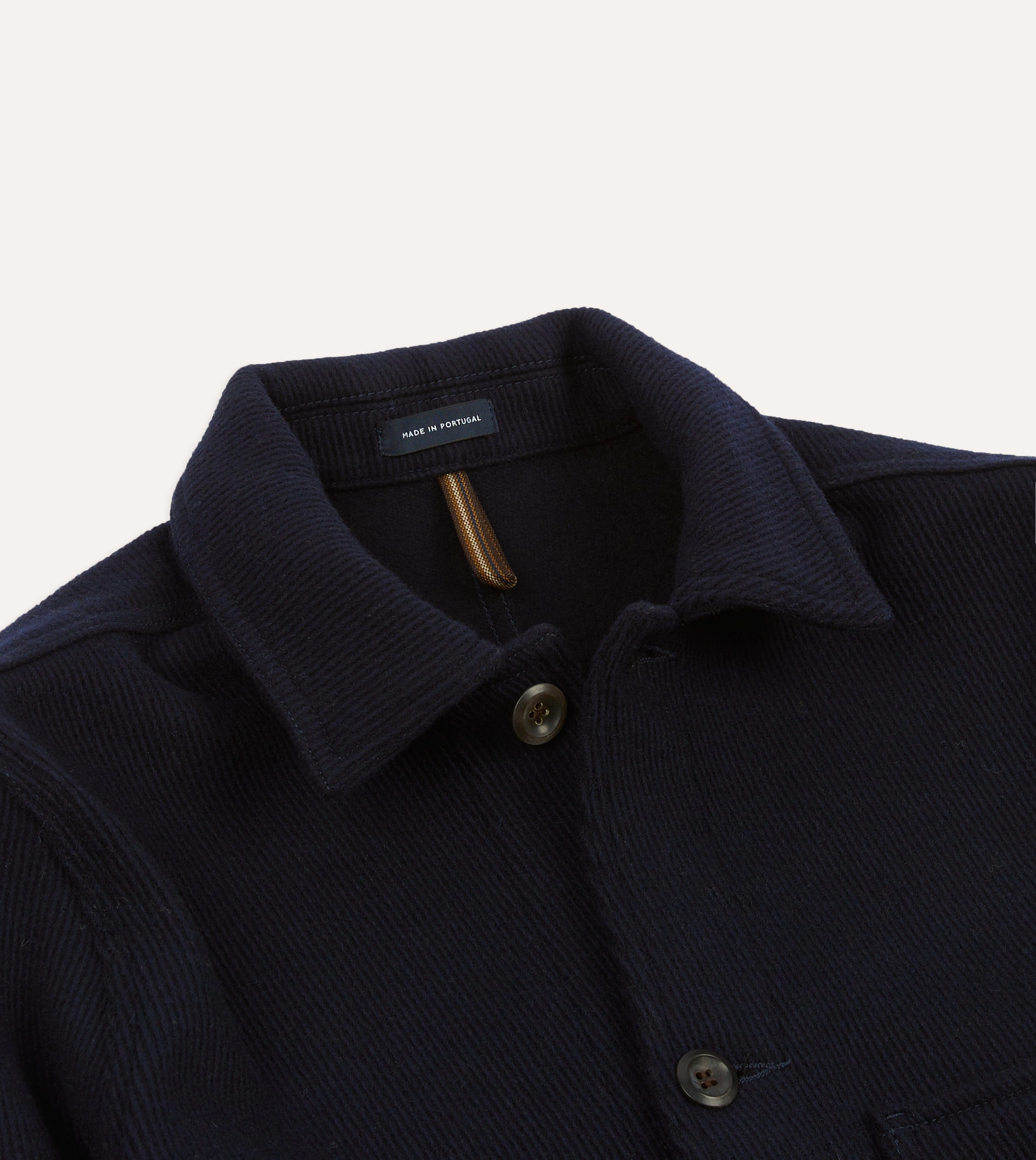 Navy Wool Five-Pocket Chore Jacket DualVentilation Zippers Active Fit