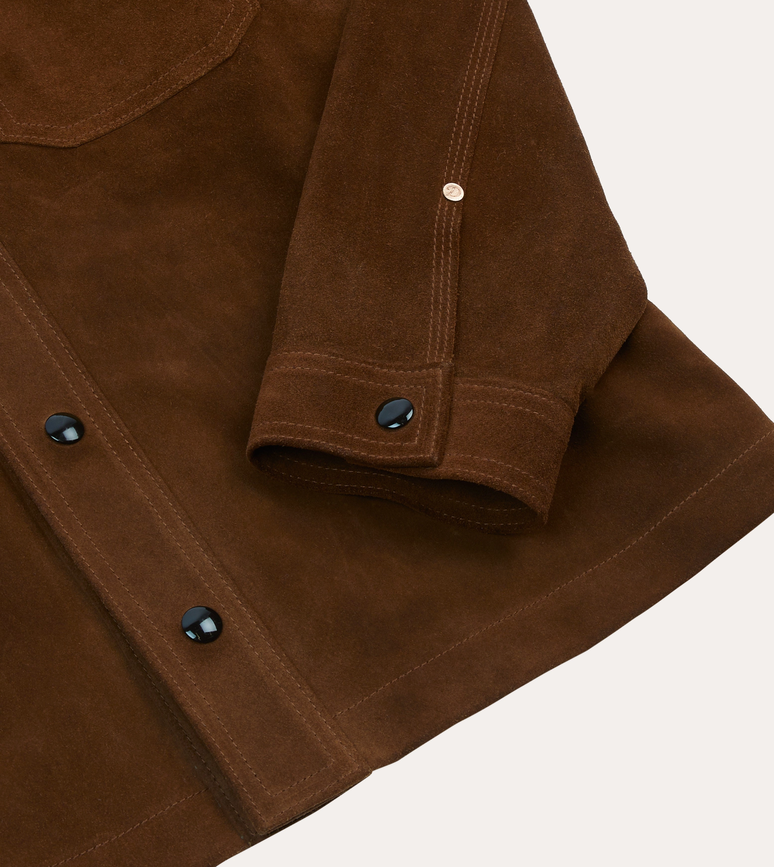 Brown Roughout Suede Overshirt EasyCare Fabric Preppy Vibe