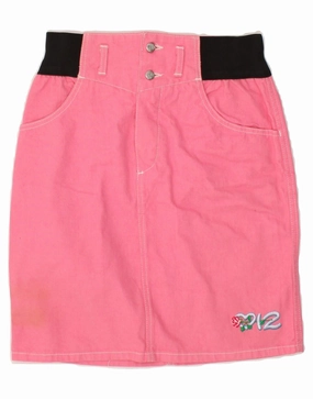 BENETTON Girls Graphic Denim Skirt 15-16 Years W28  Pink spring fashion