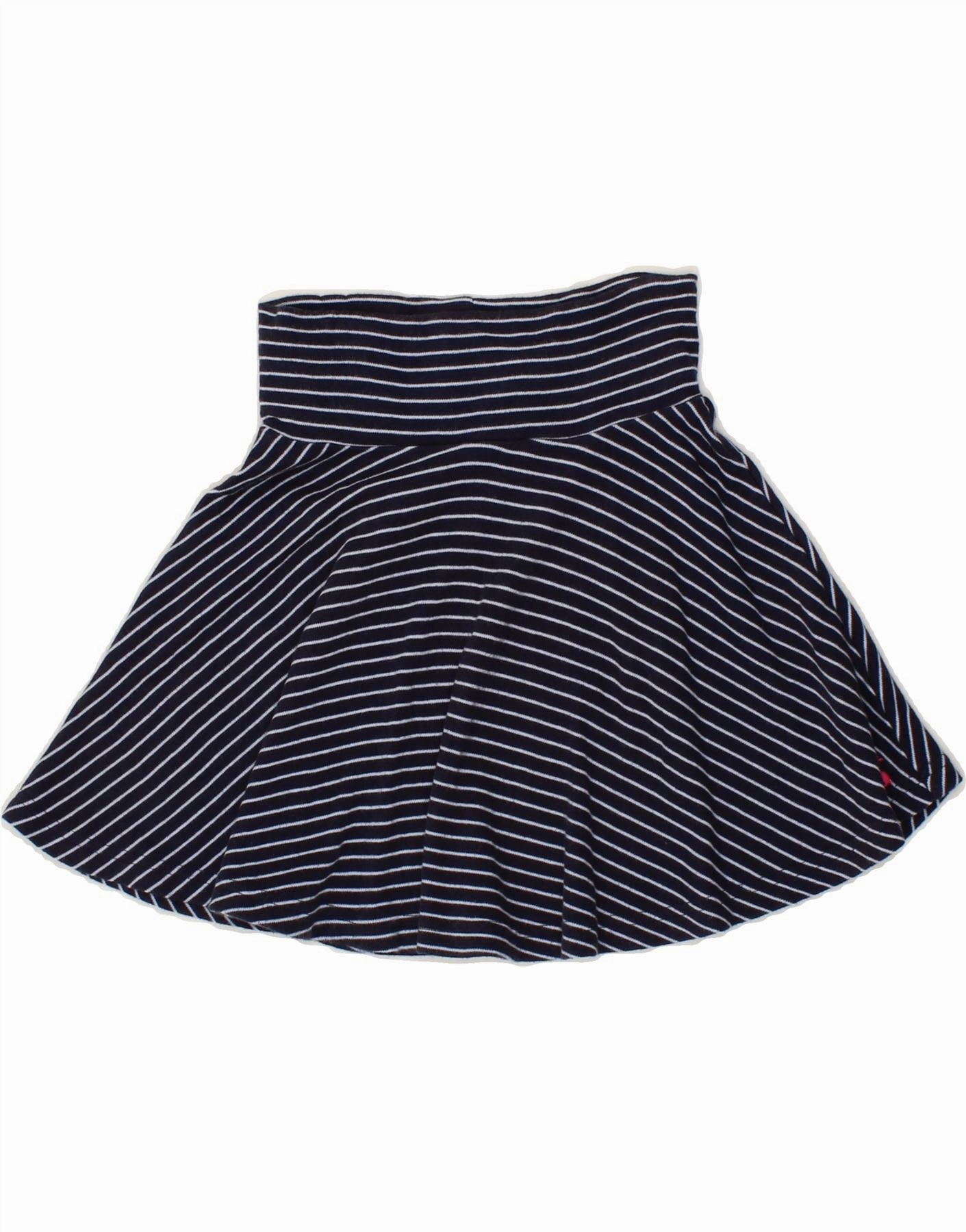JOULES Girls A-Line Skirt 4-5 Years W21 Navy Blue Striped Cotton Clean Cut Basic Mood