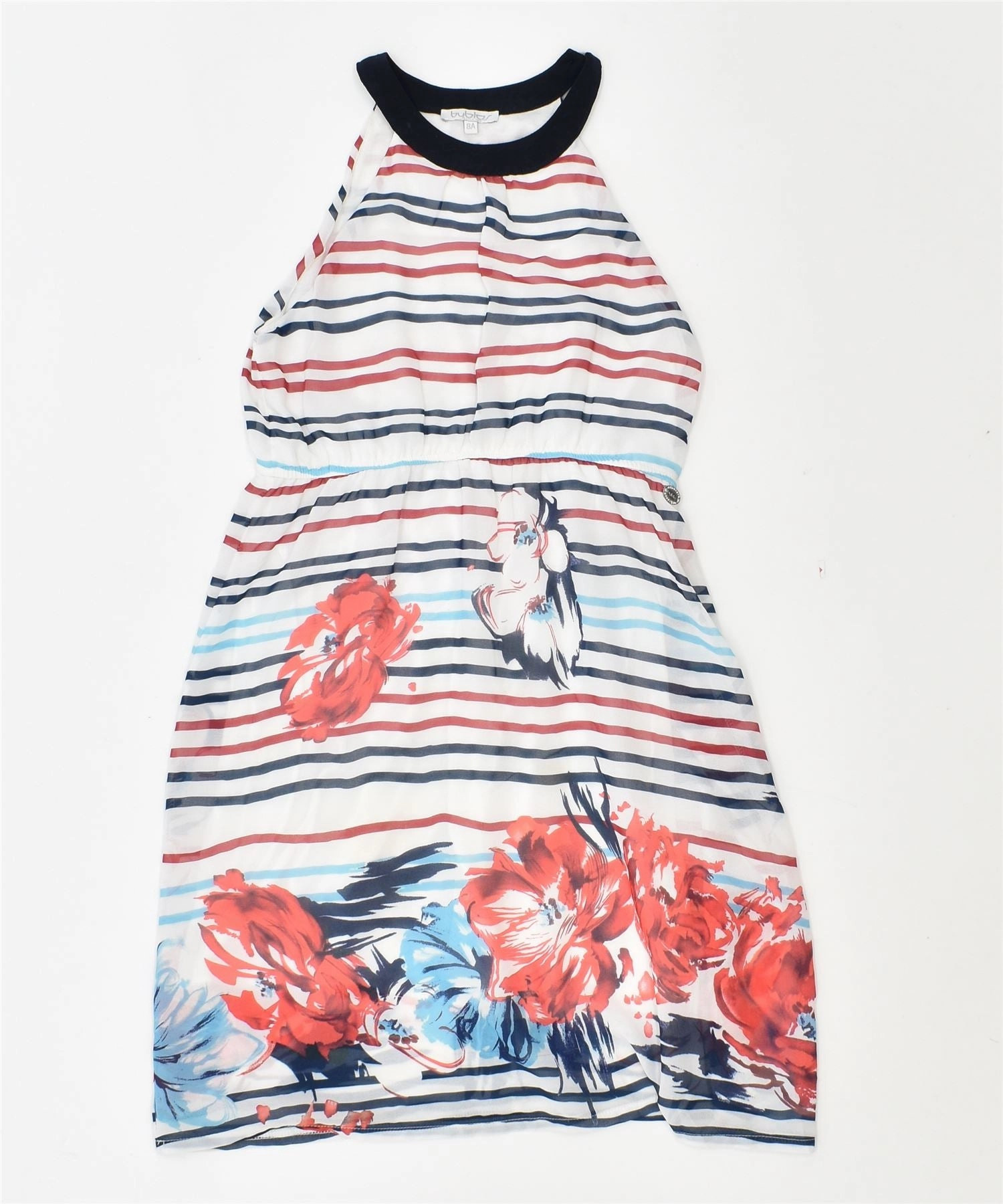 Comfy Look Trendy Silhouette BYBLOS Girls Sundress 7-8 Years White Striped Flower