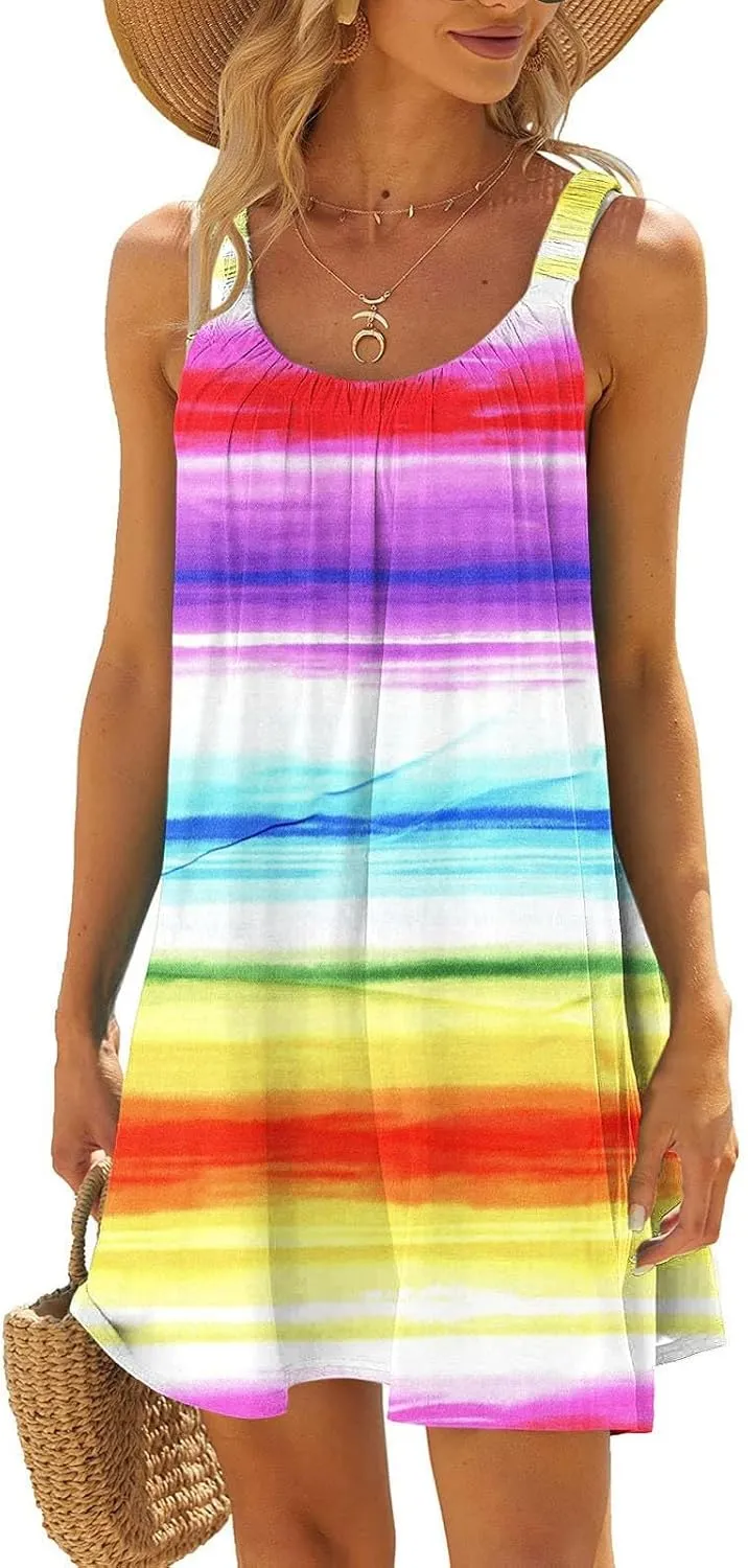 Sleeveless Womens Summer Dresses Aline Mini Dress Swing Dress Solid Color Vacation Beach Dress Casual Dress