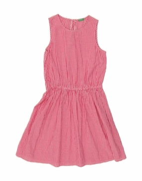 Daily Mood BENETTON Girls Sleeveless A-Line Dress 13-14 Years 3XL Pink Pinstripe