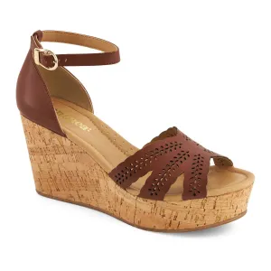 Andrea Cork Wedge Espadrilles Step Support Open Toe