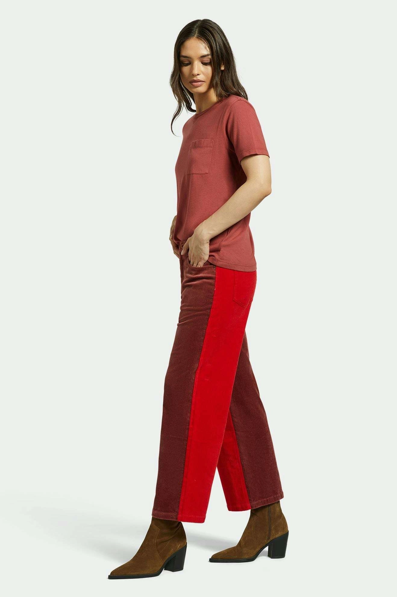Margo Cropped 5-Pocket Pant - Cowhide/Mars Red Cord Noise Reduciting Fabric