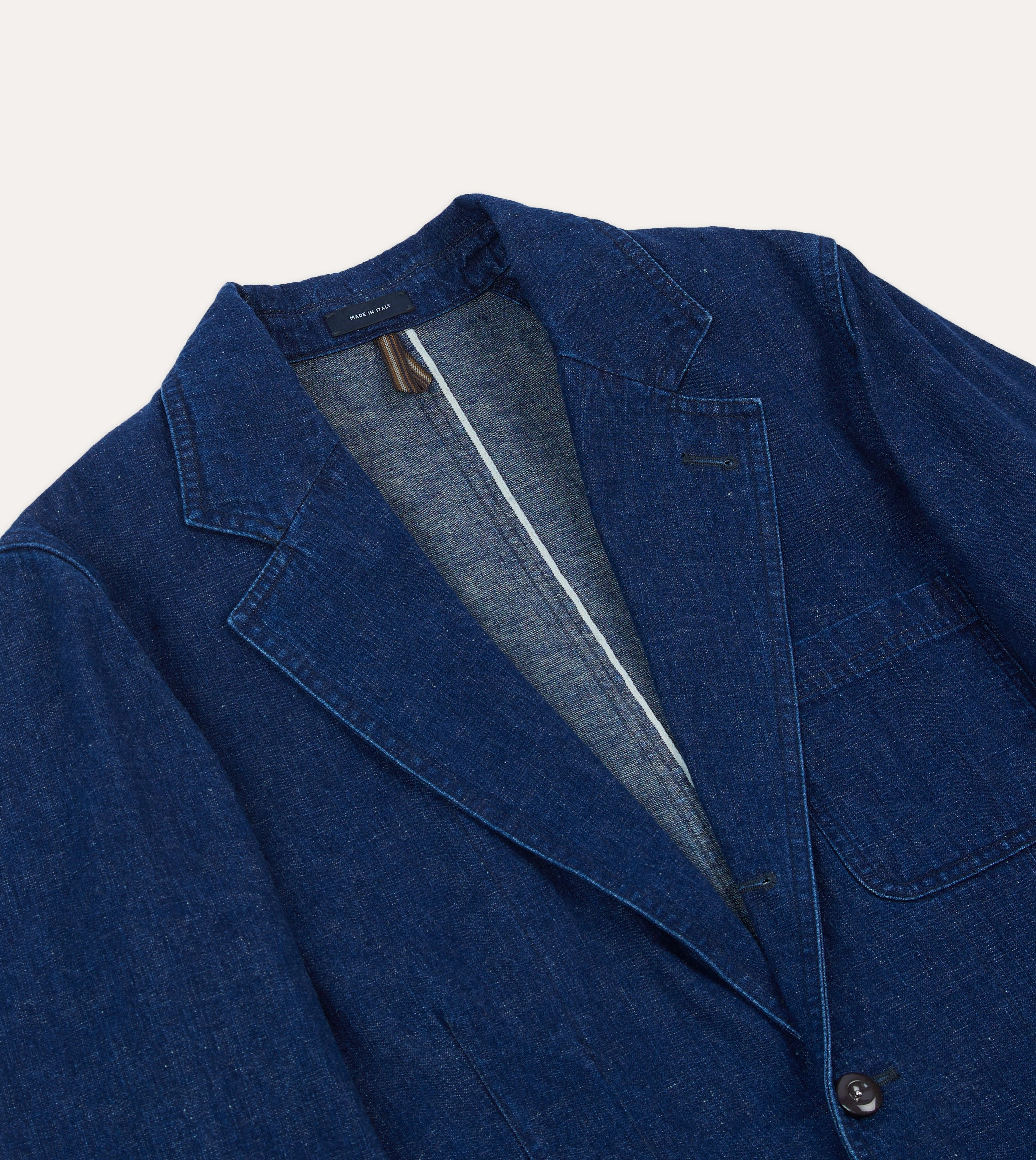 Indigo Cotton-Linen Games Blazer Mk. I Clean Lines Elegant Comfort