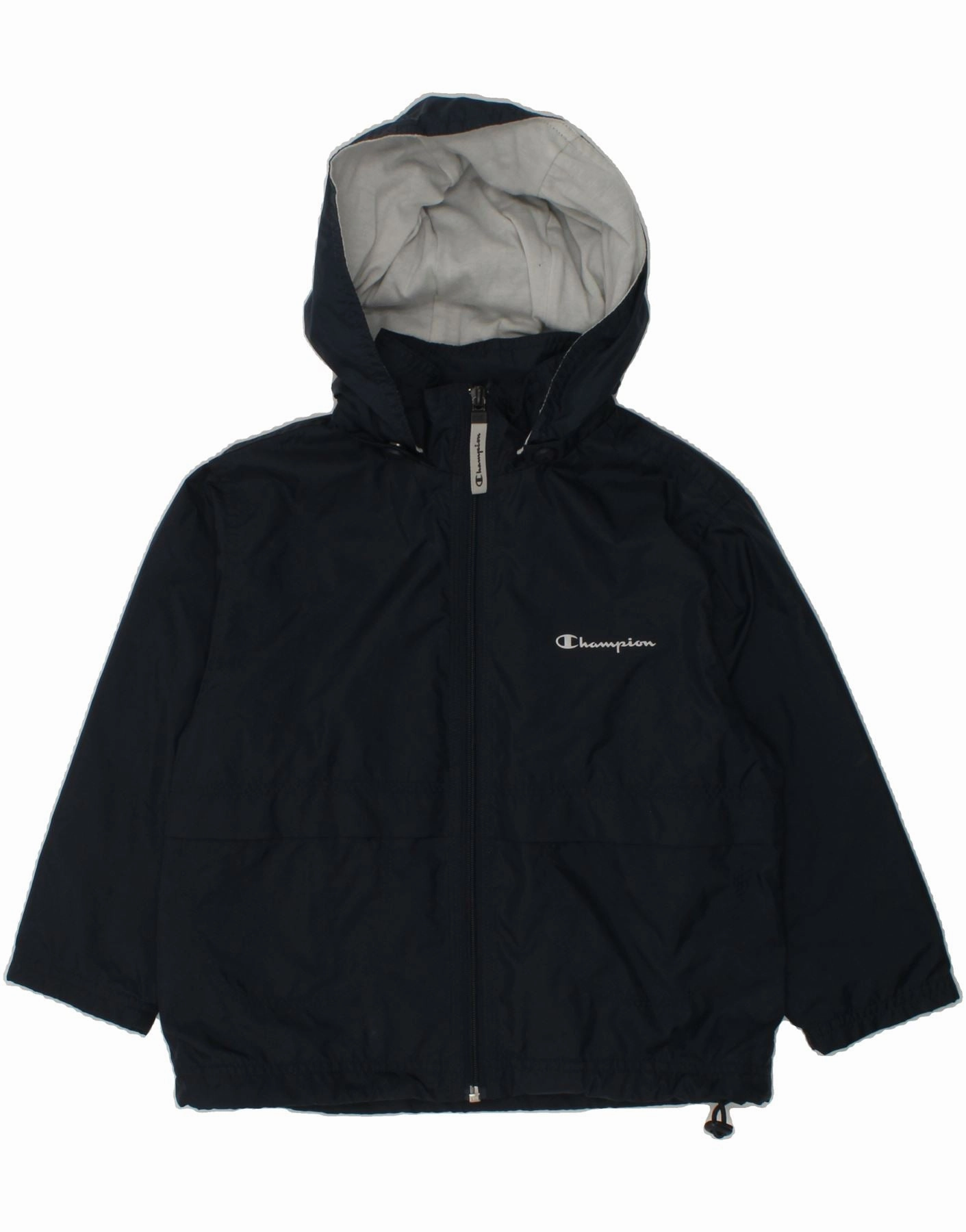 CHAMPION Boys Hooded Rain Jacket 3-4 Years Navy Blue Polyamide Panama Articulated Sleeve Cut