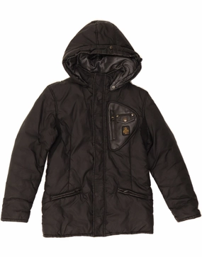 REFRIGIWEAR Boys Hooded Padded Jacket 9-10 Years Black Polyester Functional Warmth