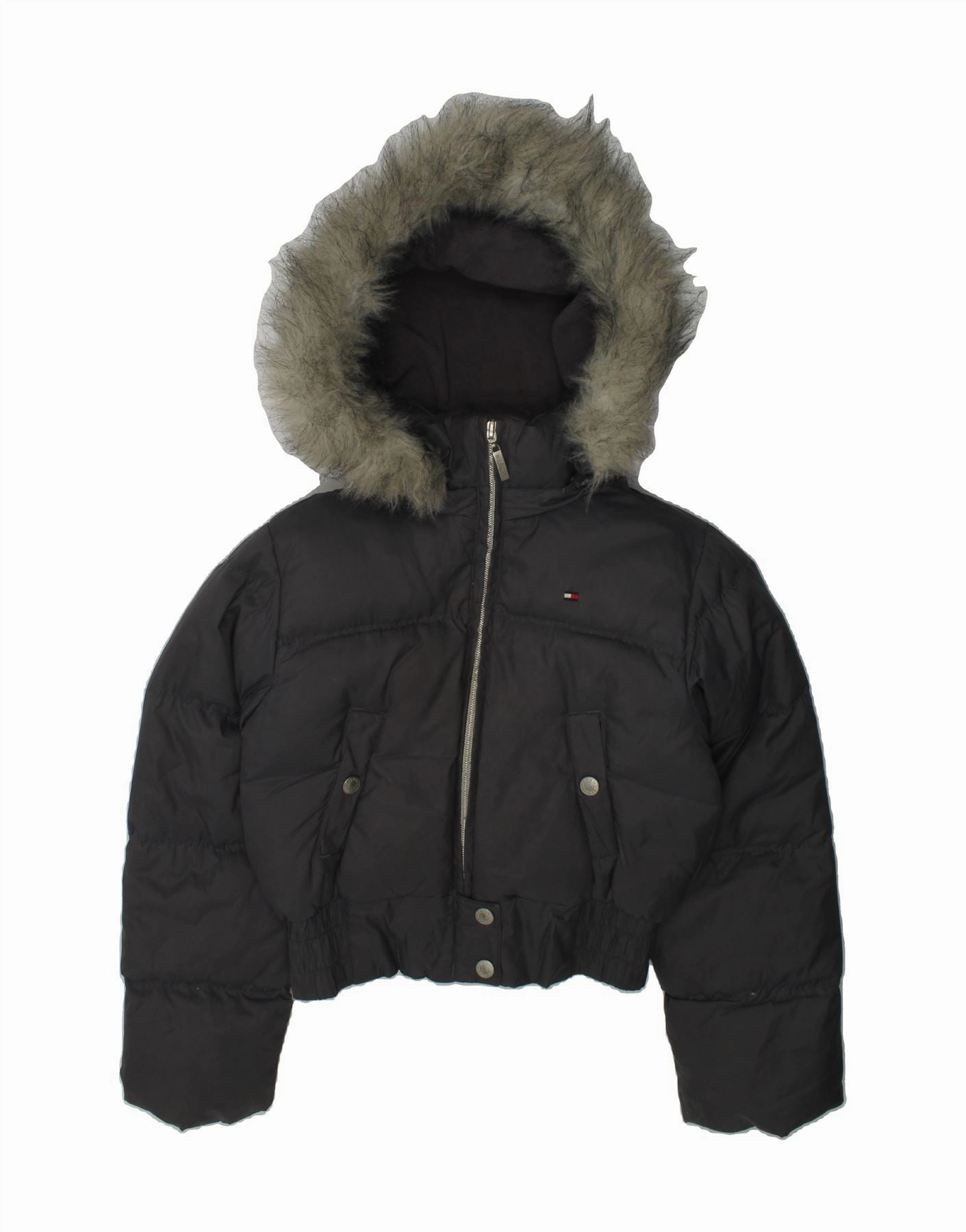 TOMMY HILFIGER Boys Hooded Padded Jacket 7-8 Years Grey Disrupt