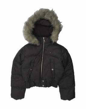 TOMMY HILFIGER Boys Hooded Padded Jacket 7-8 Years Grey Disrupt
