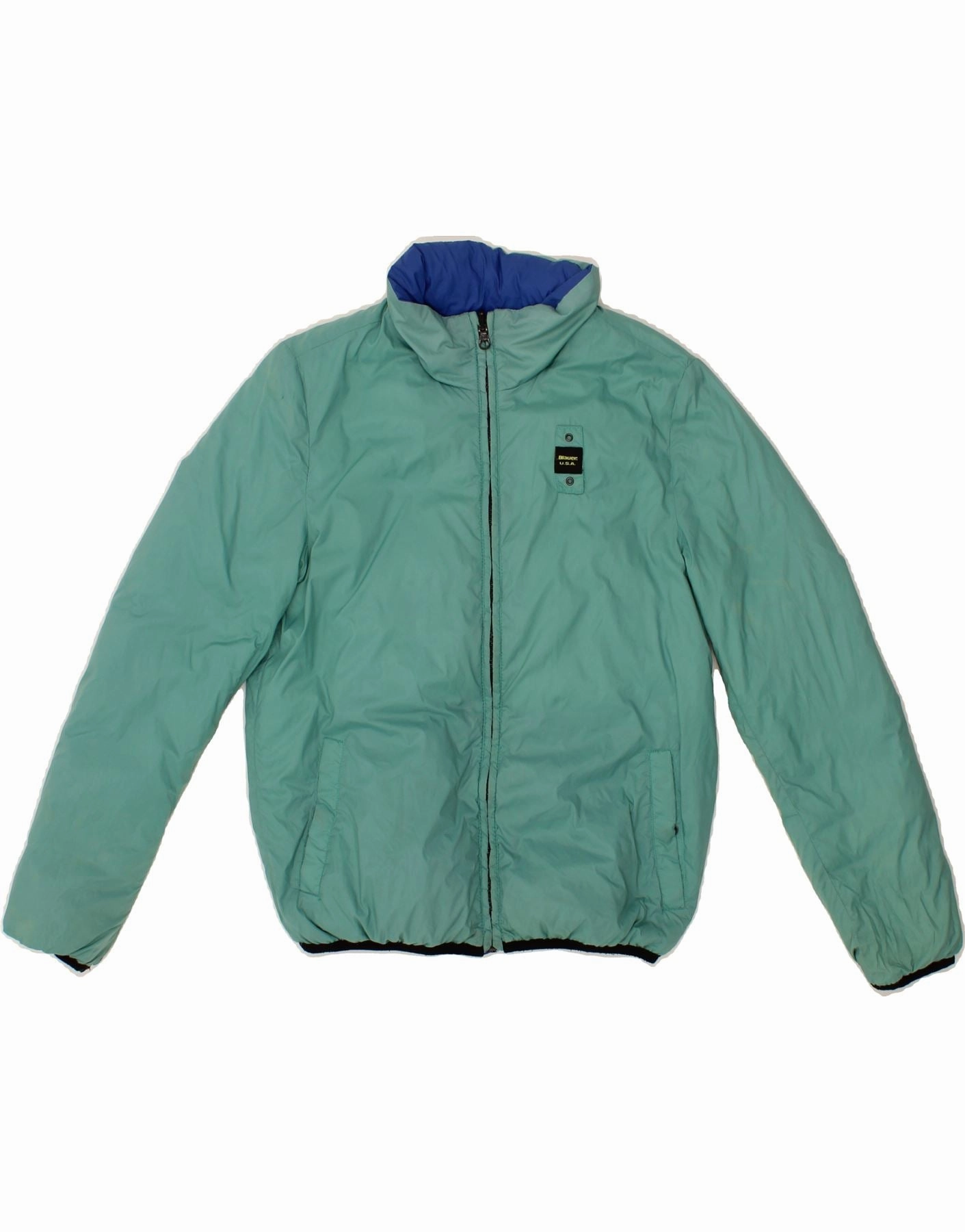 Simple Layer Seamless Seams BLAUER Boys Padded Reversible Jacket 11-12 Years Green Colourblock