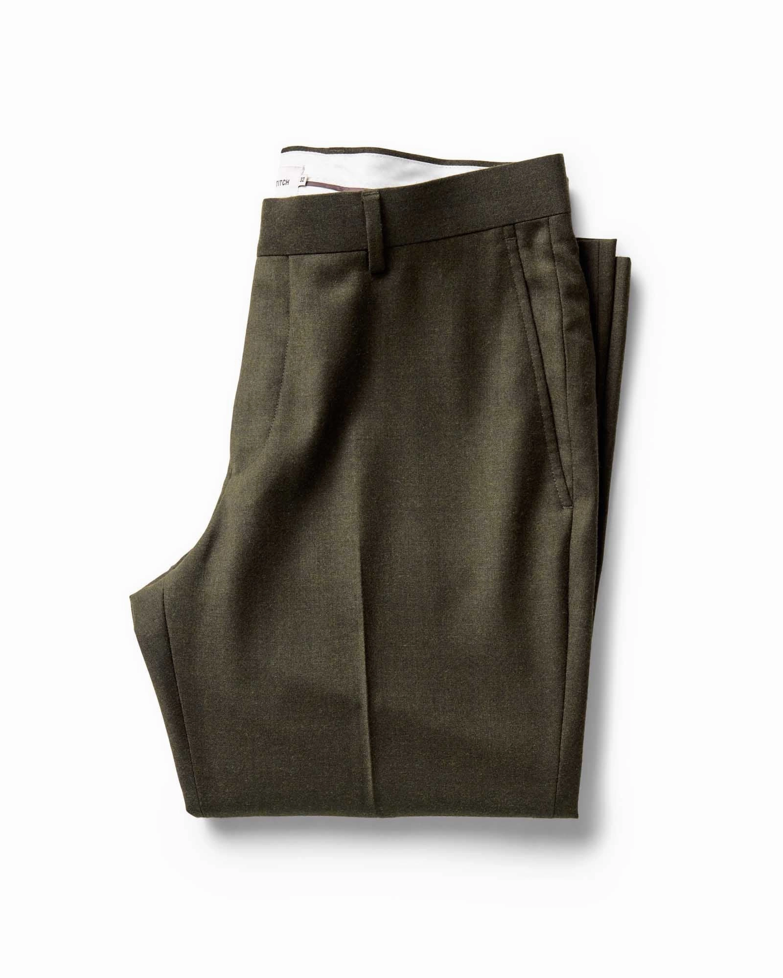 GussetedCrotch Anti Odor Technology The Stevens Trouser in Black Olive Wool Flannel