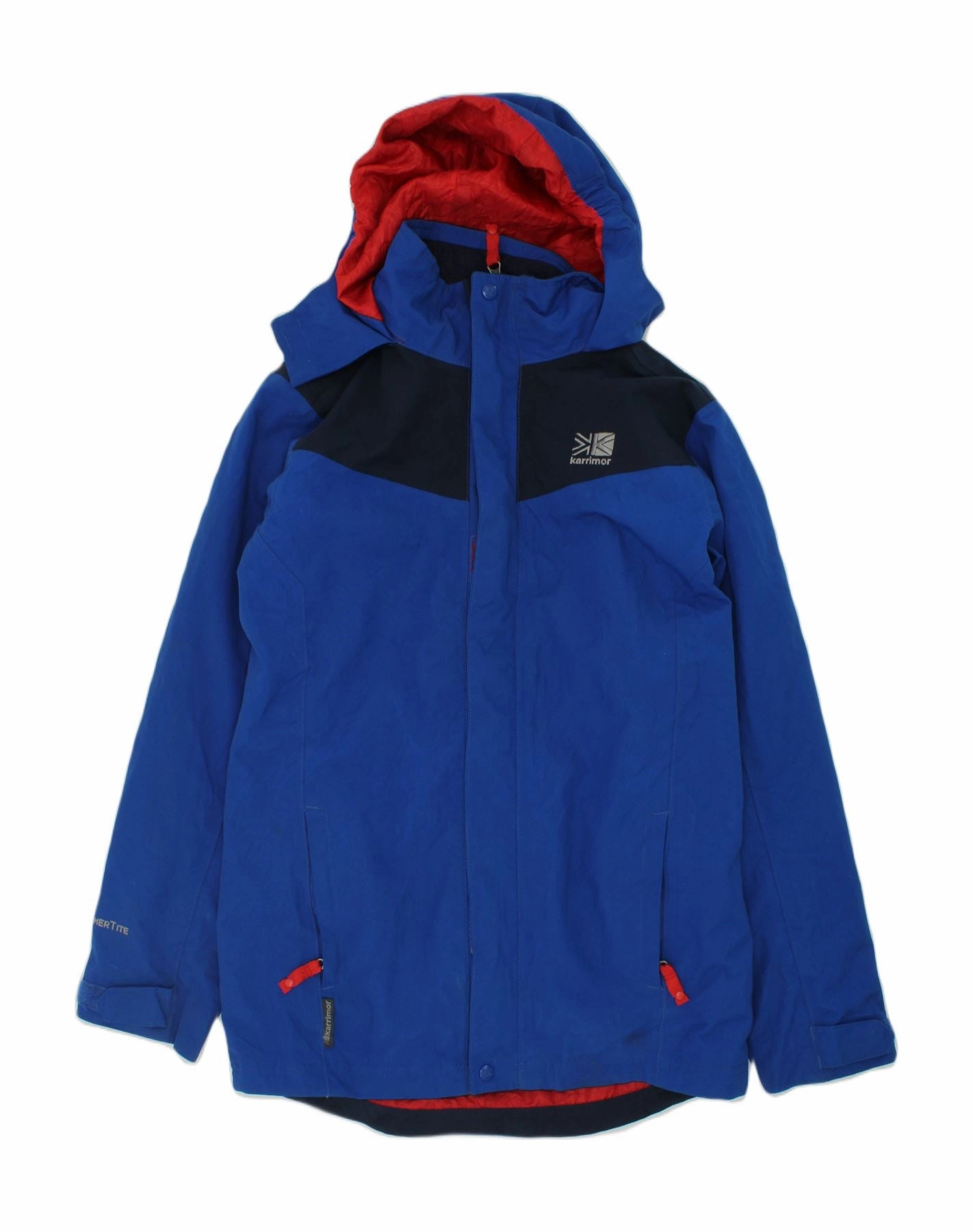Ergonomic Stitching Trail Tested KARRIMOR Boys Hooded Windbreaker Jacket 11-12 Years Blue Nylon