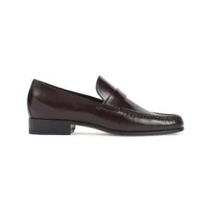 Oxblood Calf Leather Loafers With Hand-Stitched Detailing Work Readywear Flat