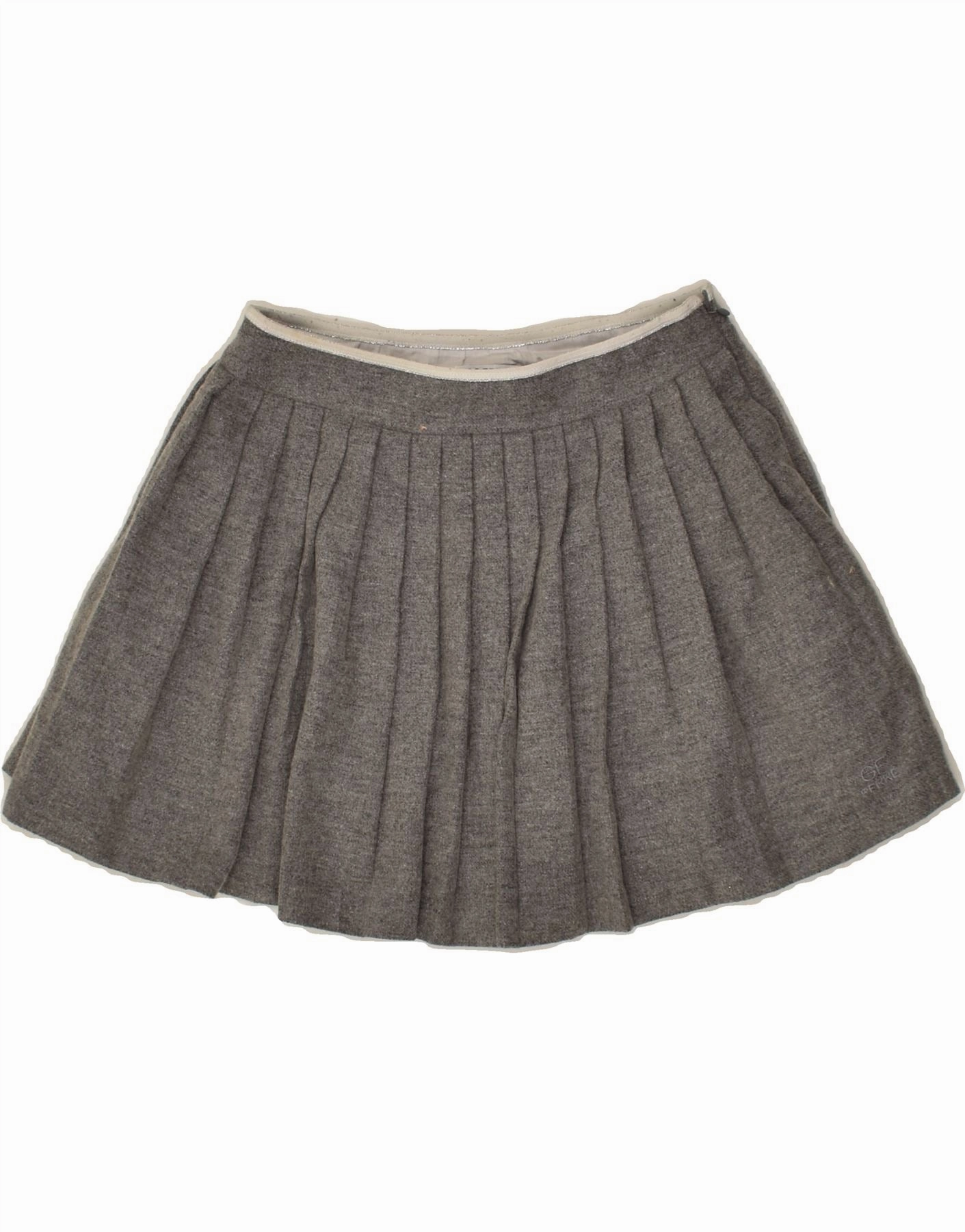 GF FERRE Girls Pleated Skirt 9-10 Years W25 Grey Wool Easy Pretty