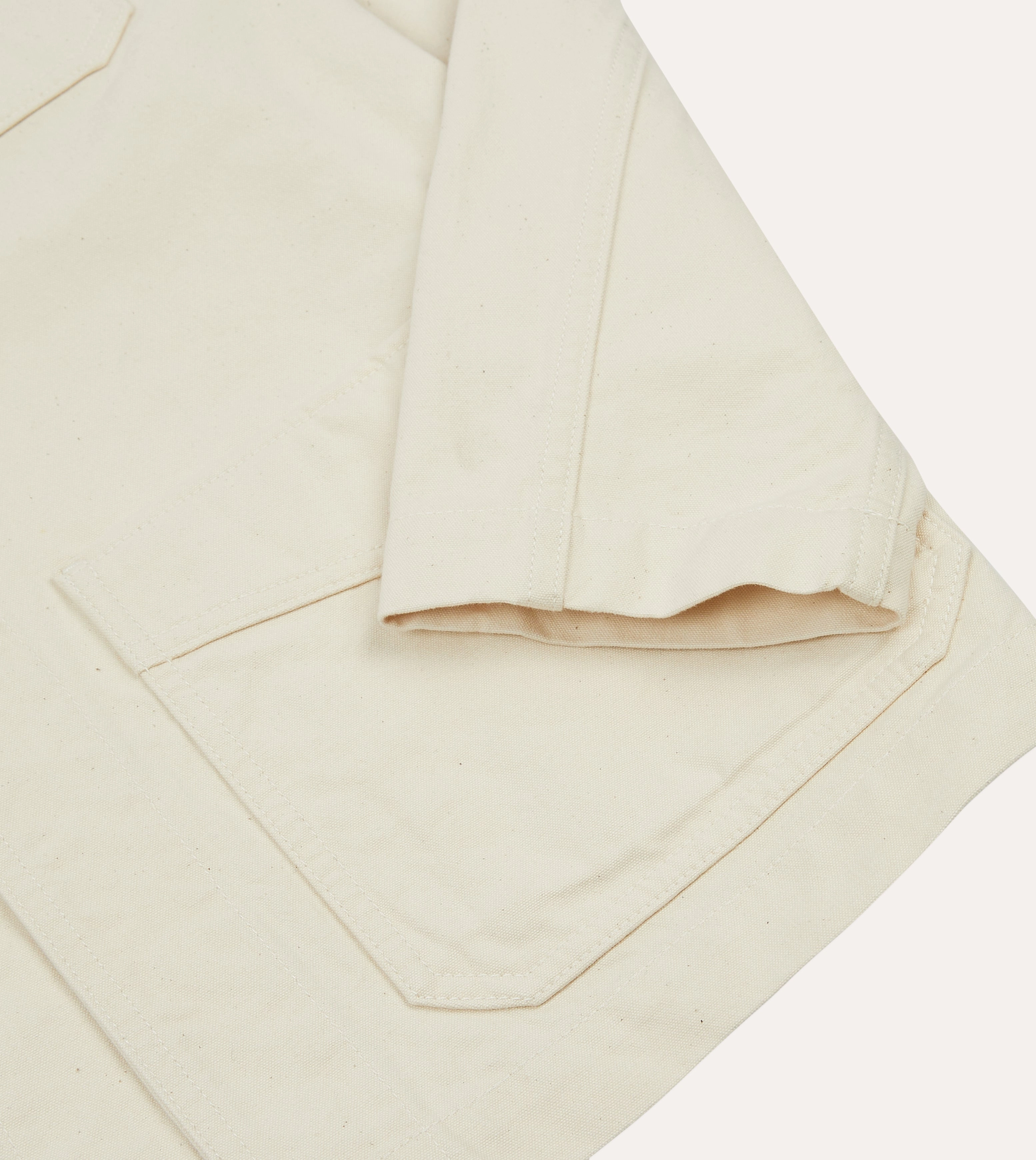 Secure Storage All Day Fit Ecru Cotton Duck Canvas Five-Pocket Chore Jacket