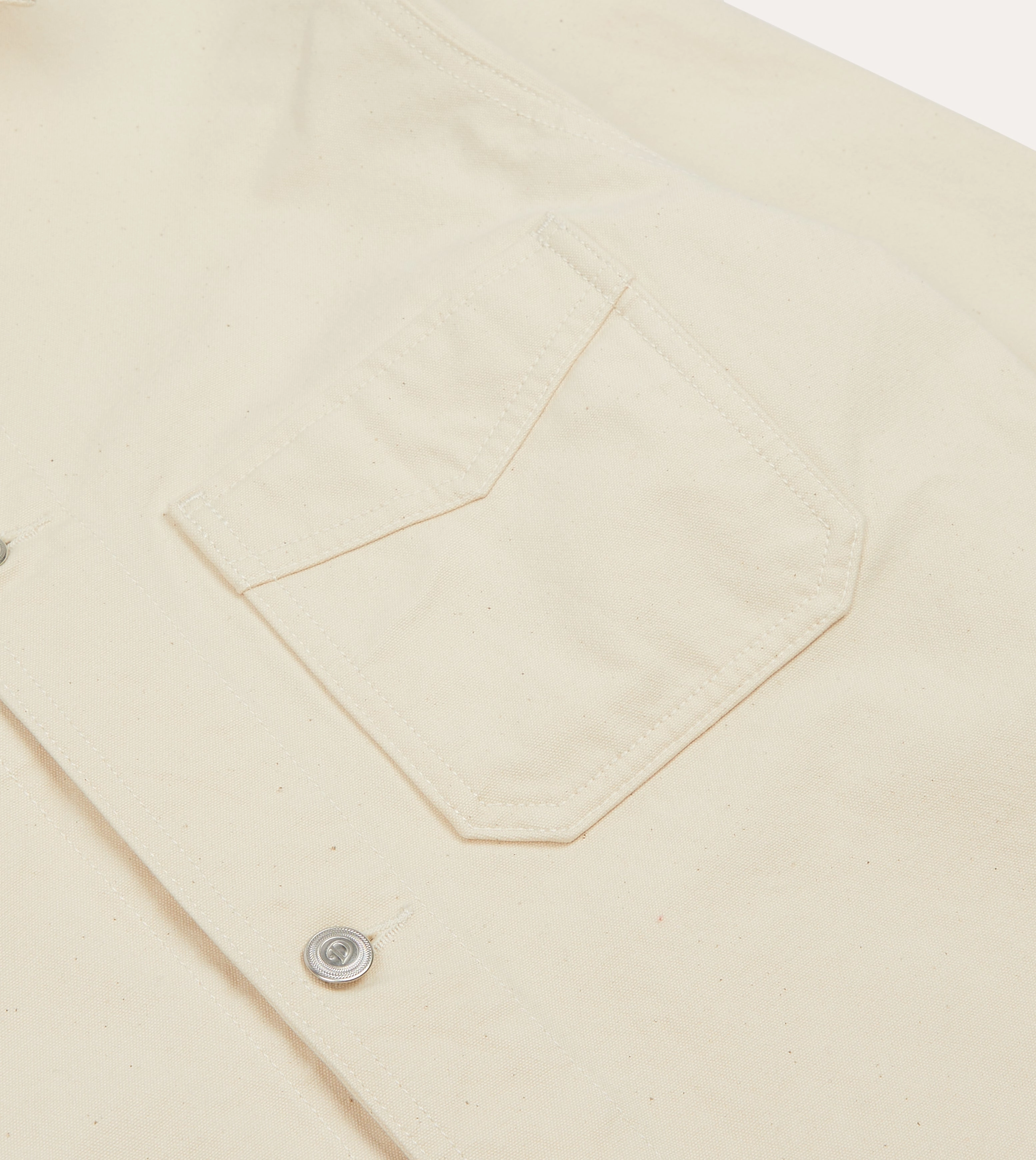 Ecru Cotton Duck Canvas Five-Pocket Chore Jacket suitable for sunny days