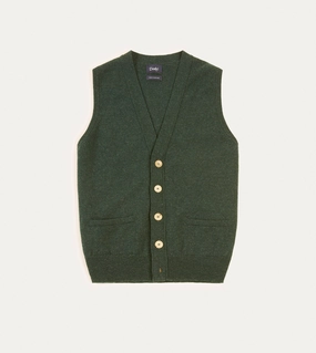 Layer Option Green Lambswool Sleeveless Cardigan