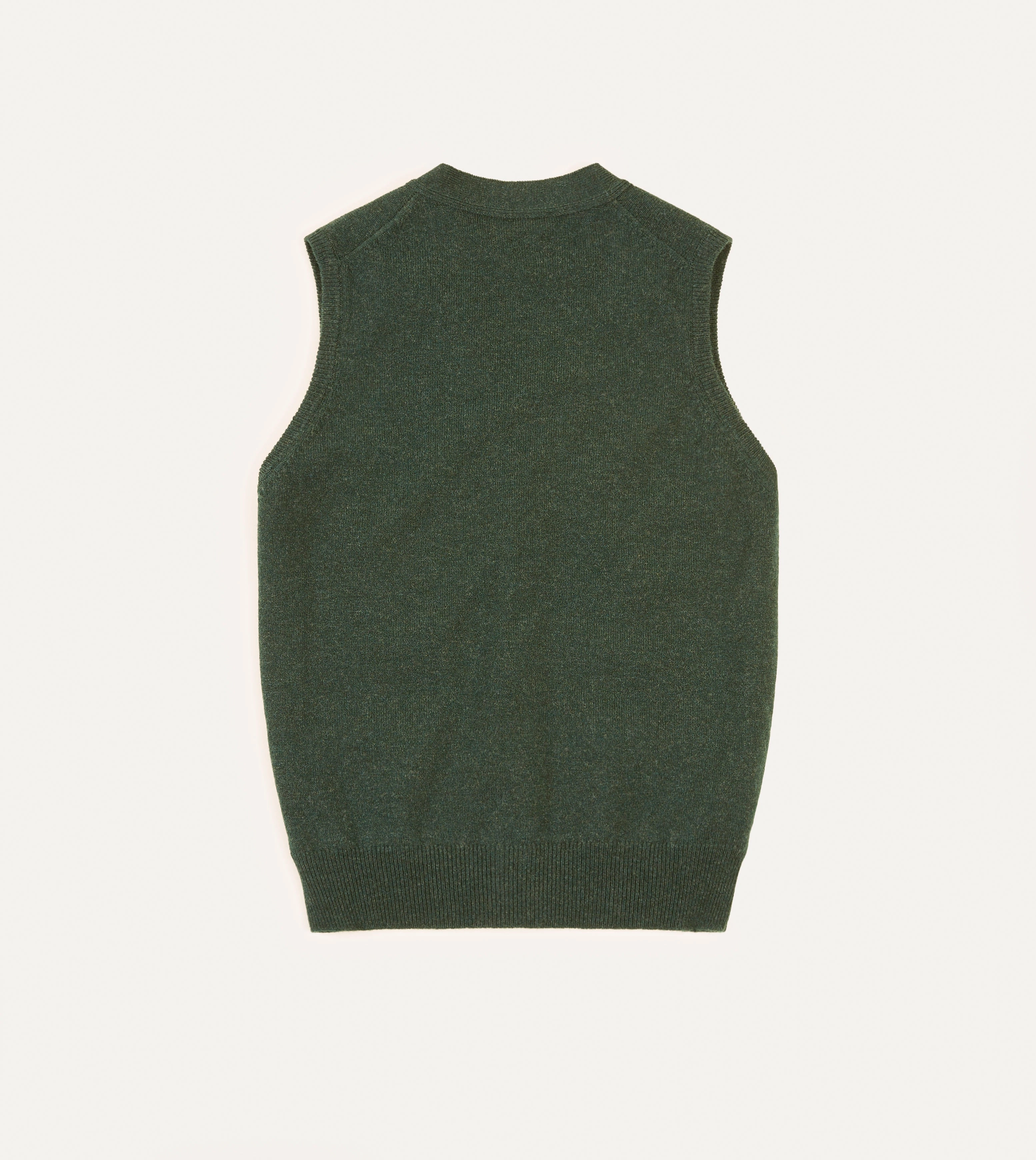 MoistureWicking Texture Green Lambswool Sleeveless Cardigan